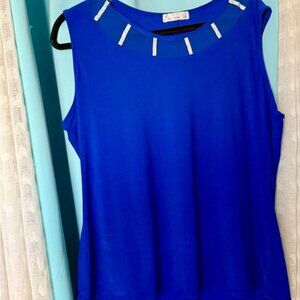 89th & Madison Royal Blue Embellished Blouse